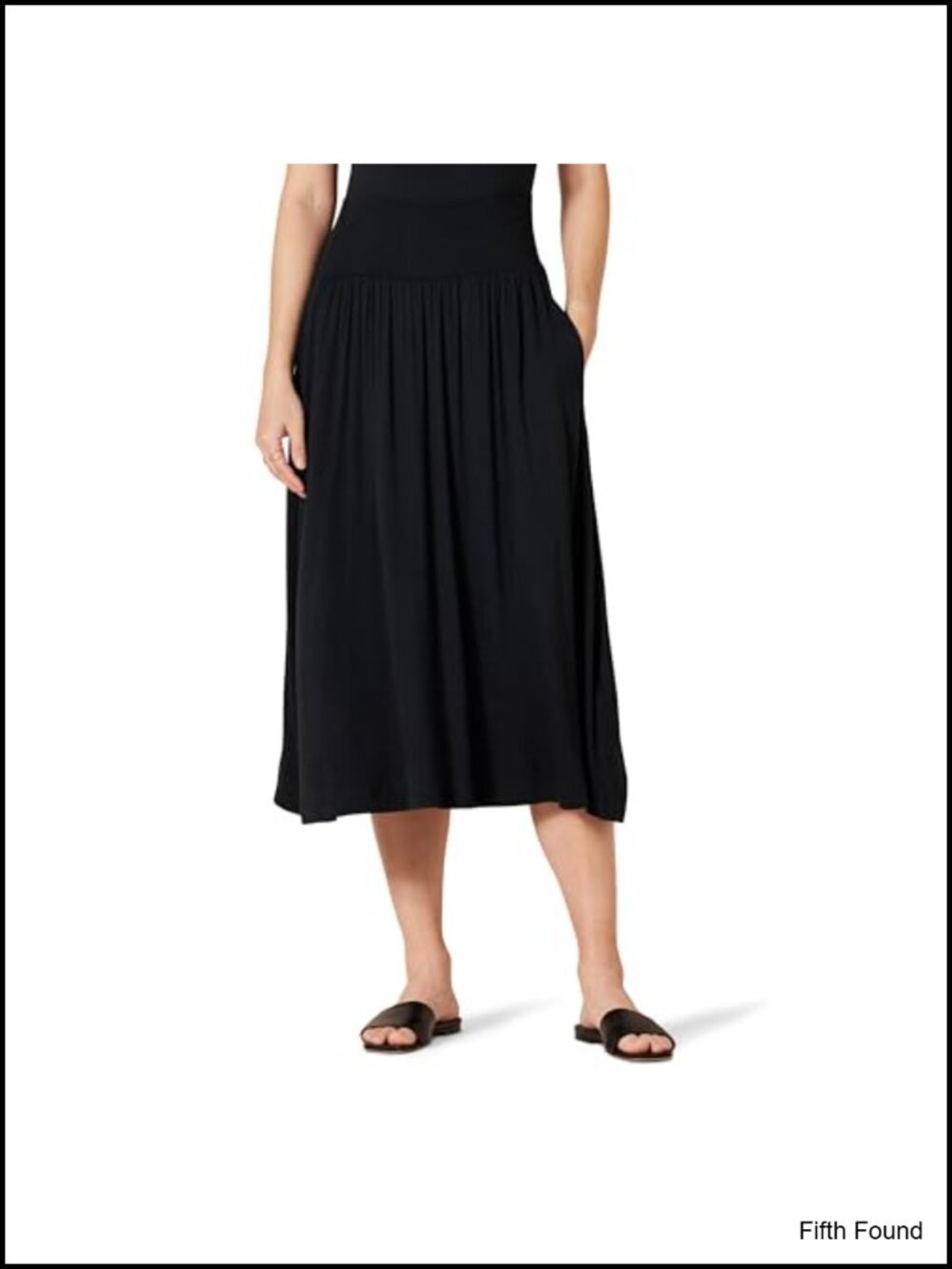 Women's Jersey Pull On Midi Skirt Relaxed Fit Side Pockets